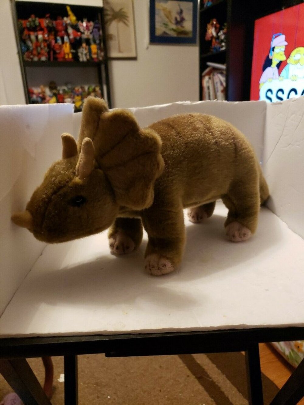 Demdaco Nat & Jules Dinosaur Brown Triceratops Plush Stuffed Animal 14"